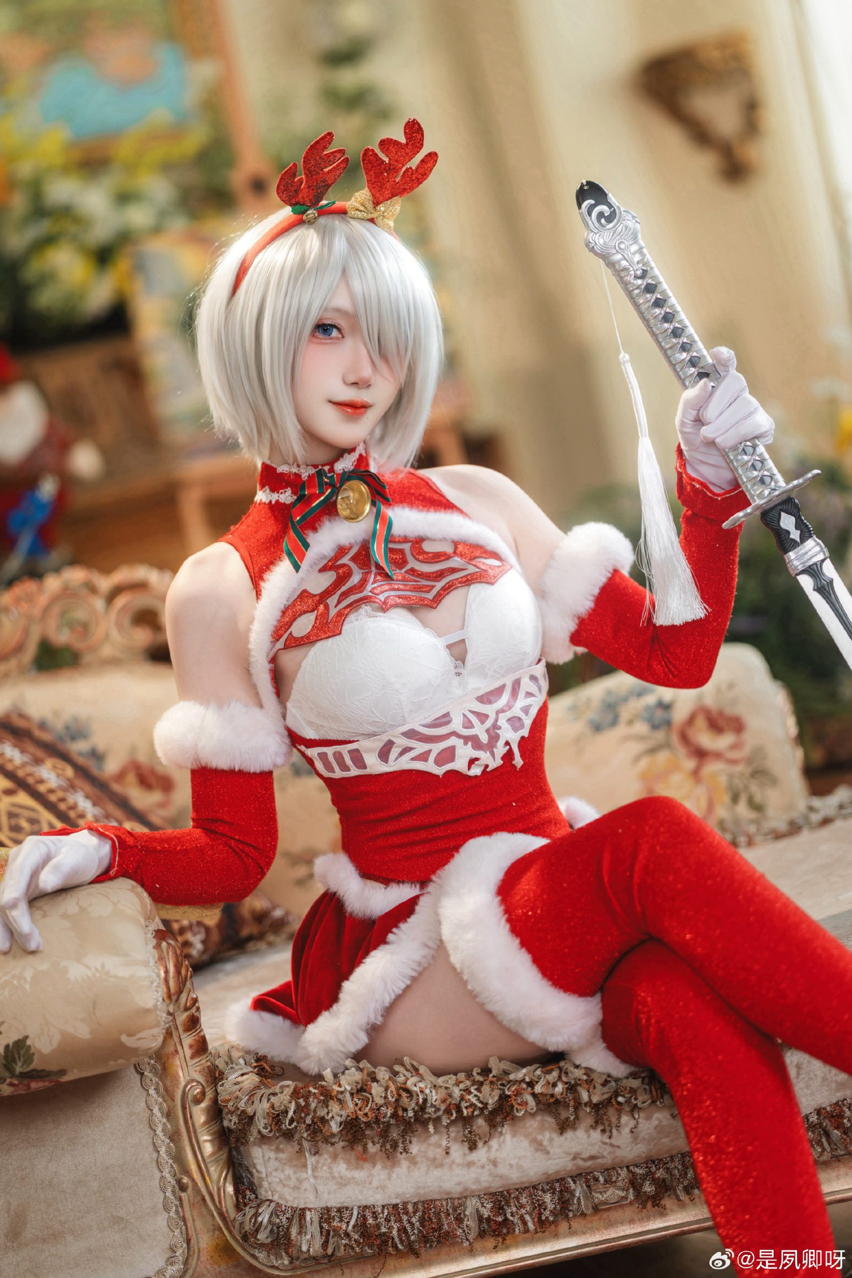 cosplay 冬日幻想祭 机械纪元 2b圣诞@泥头跳跳猫-米哈社