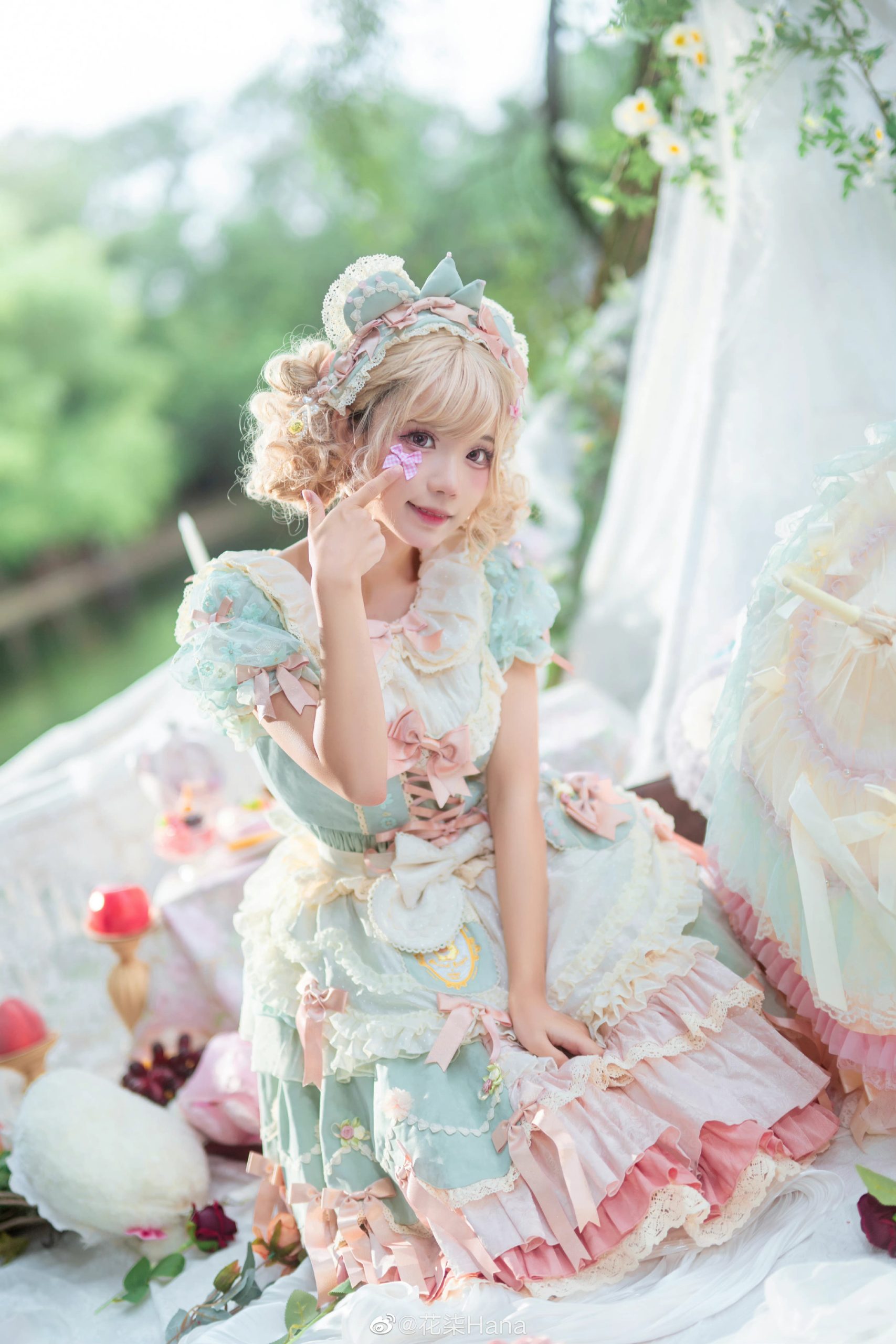 lolita装扮 少女写真 要和小熊童子一起郊游吗？ @花柒Hana-米哈社